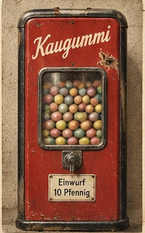 Roter historisch gestalteter Kaugummiautomat