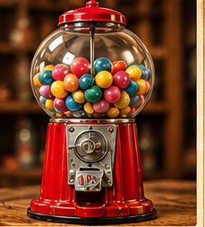 Nostalgische Illustration: Bunte Kugeln, großes Staunen