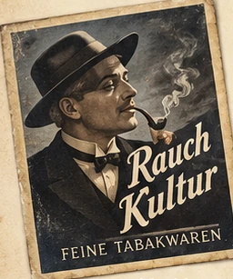 Nostalgisches Tabakreklameplakat mit einem Mann im Hut
