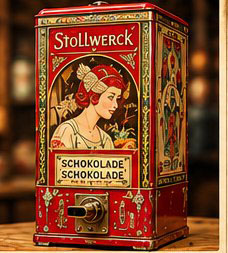 Nostalgische Illustration: Schokolade auf Knopfdruck
