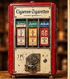 Nostalgische Illustration: Warenautomaten im Straßenbild